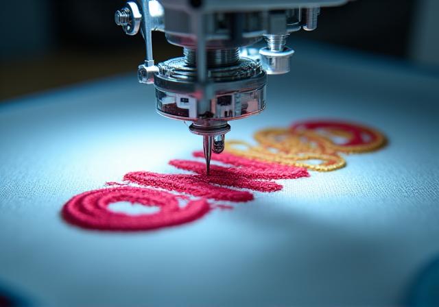 Embroidery machine detailed stitching process