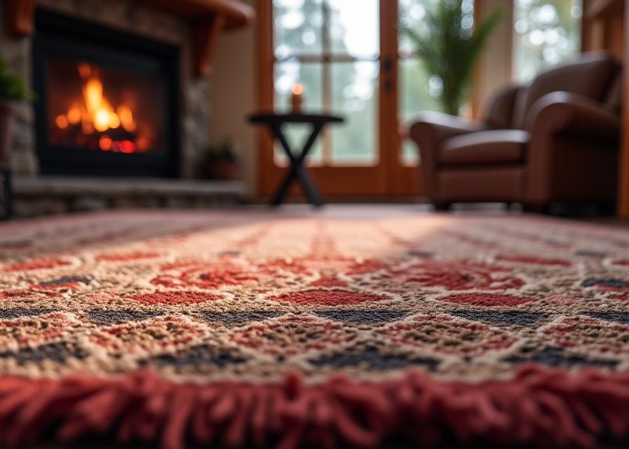 Handwoven luxury rug in Canadian lodge setting